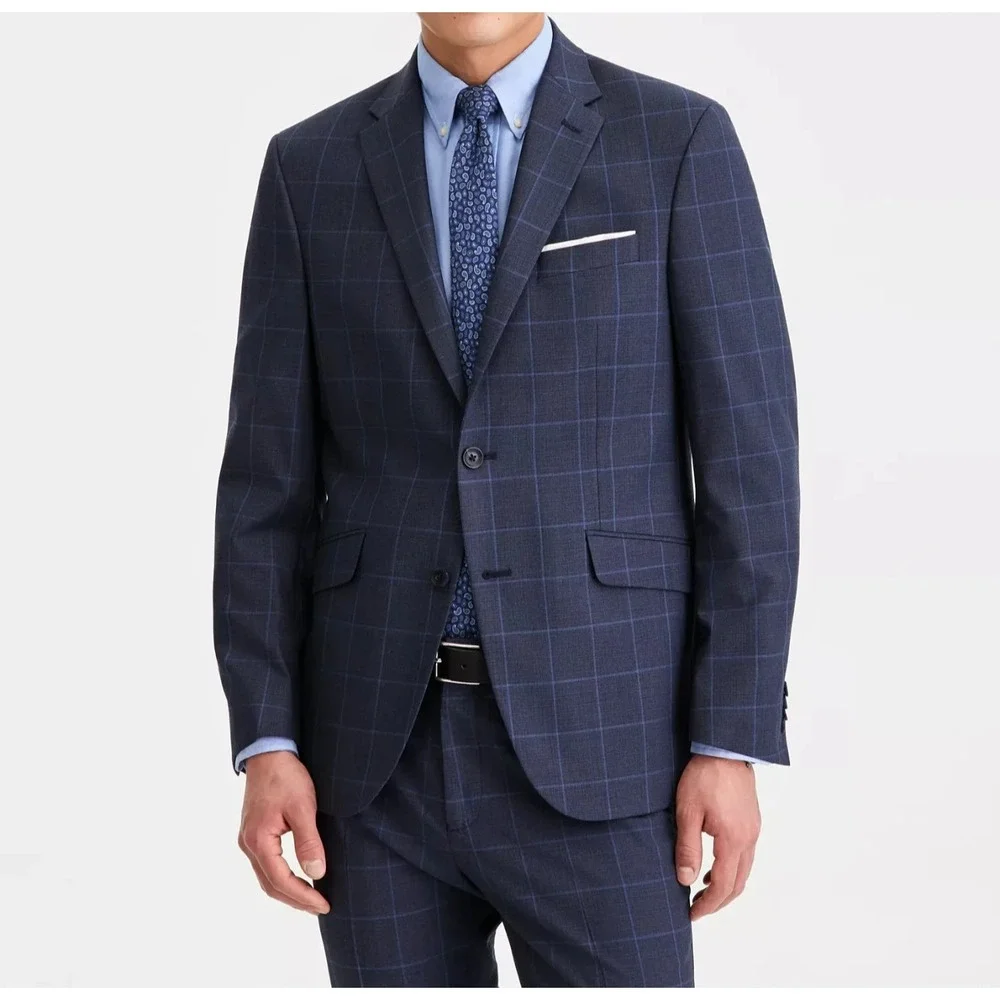 Kenneth Cole Reaction Mens Suit Jacket Size 38S Navy Blue Slim Fit